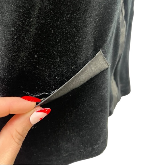 VTG 90's Black Velveteen RAYURE Paris Zip Up Jacket/ Top w/ Flared Cuffs Sz 40 - Picture 3 of 10